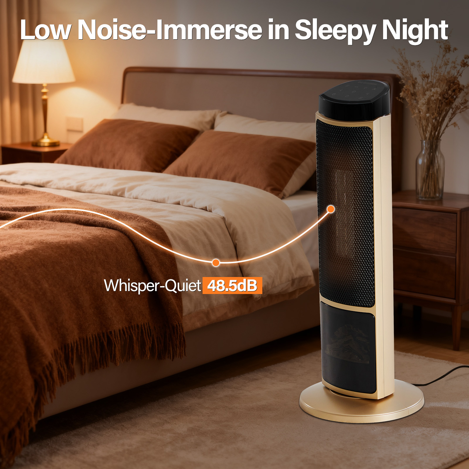 23inch Space Heaters For Indoor Use, Portable Heater With 7 Light Colors image 4