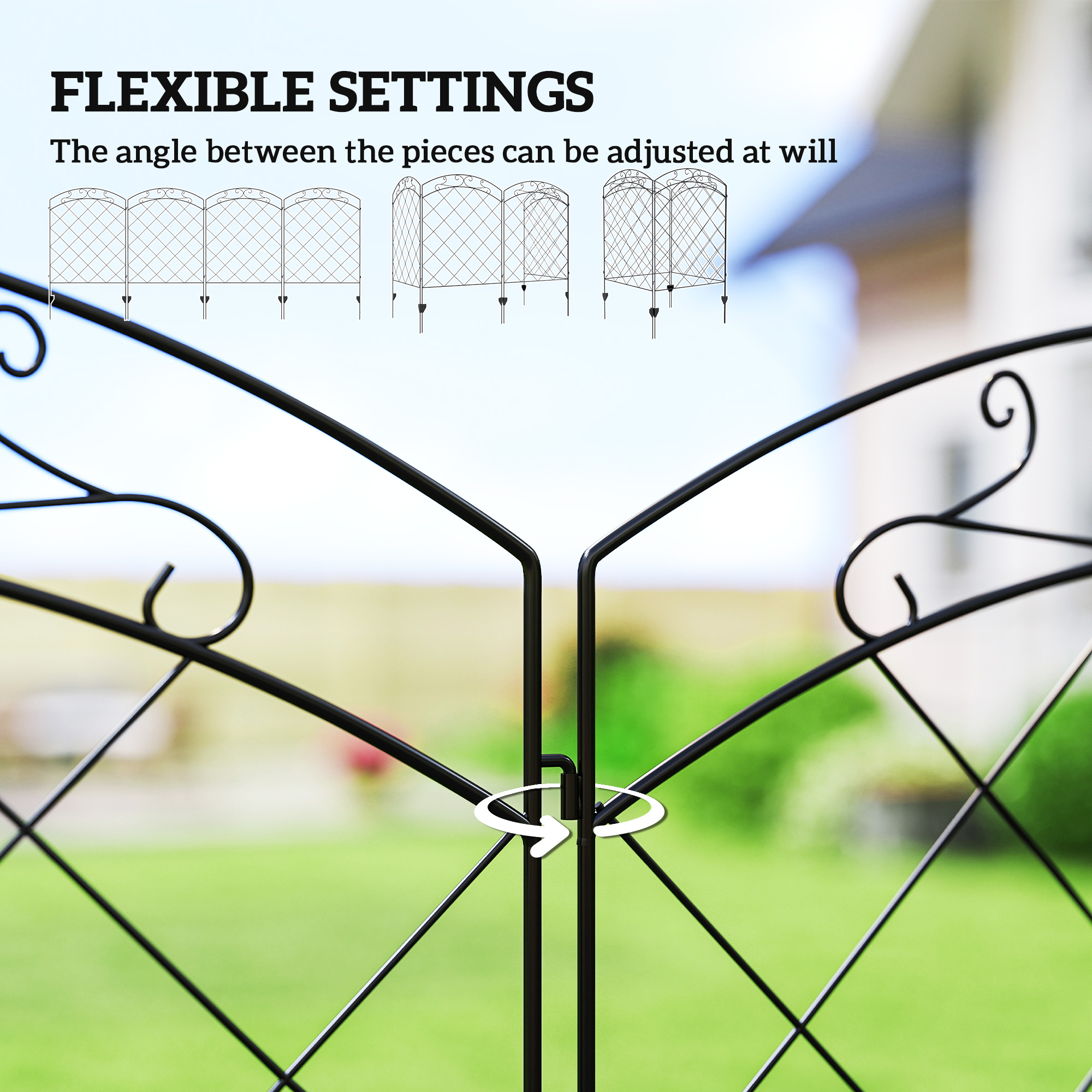 Steel Decorative Outdoor Pole Fence Board Set 4-piece Set