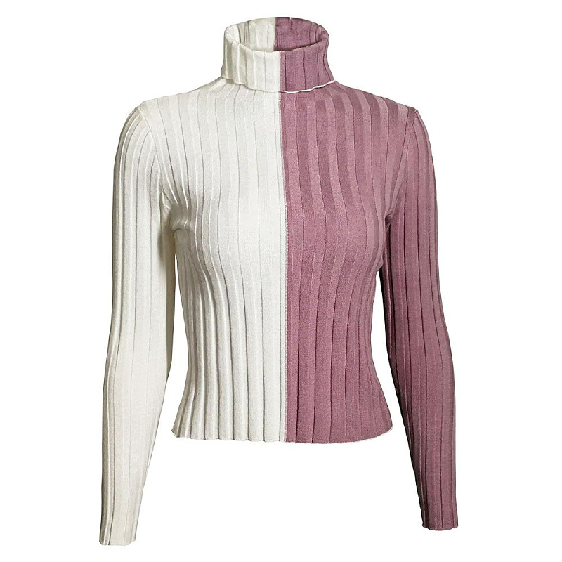 Title 1, Damesmode lange mouw hoge hals pullover splitse...