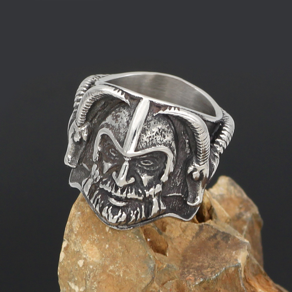 Title 3, Bague tête de mouton viking en acier inoxydable...