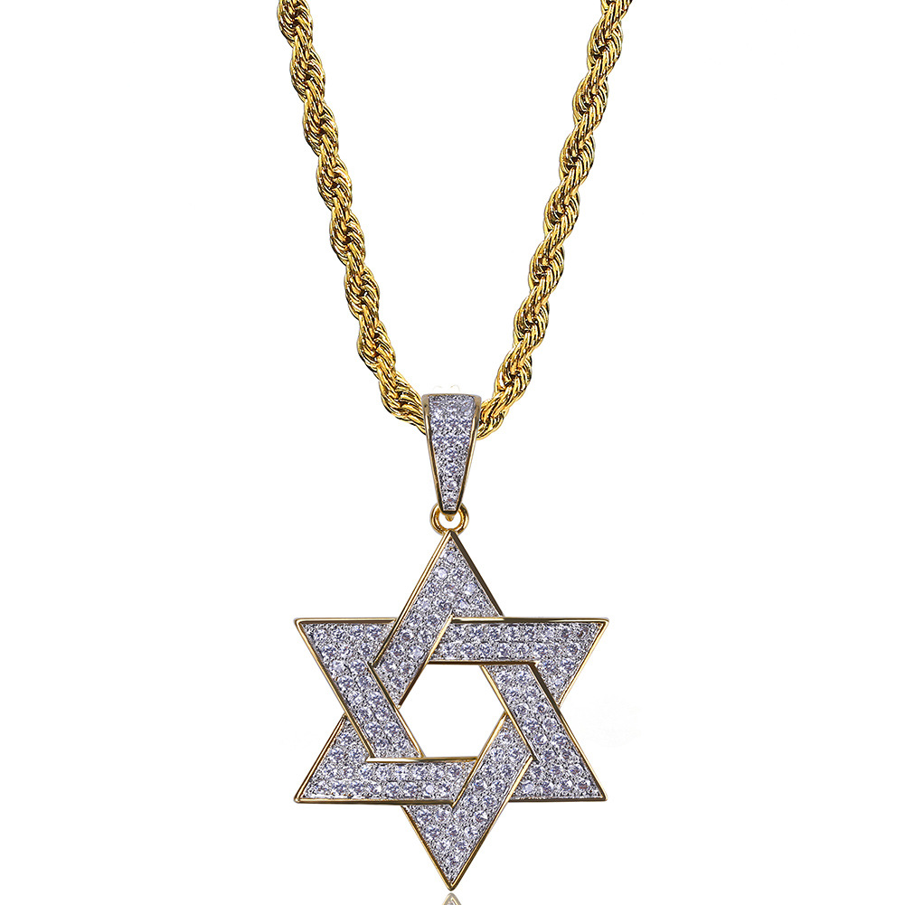 European And American Hexagram Micro-set Men's Necklace