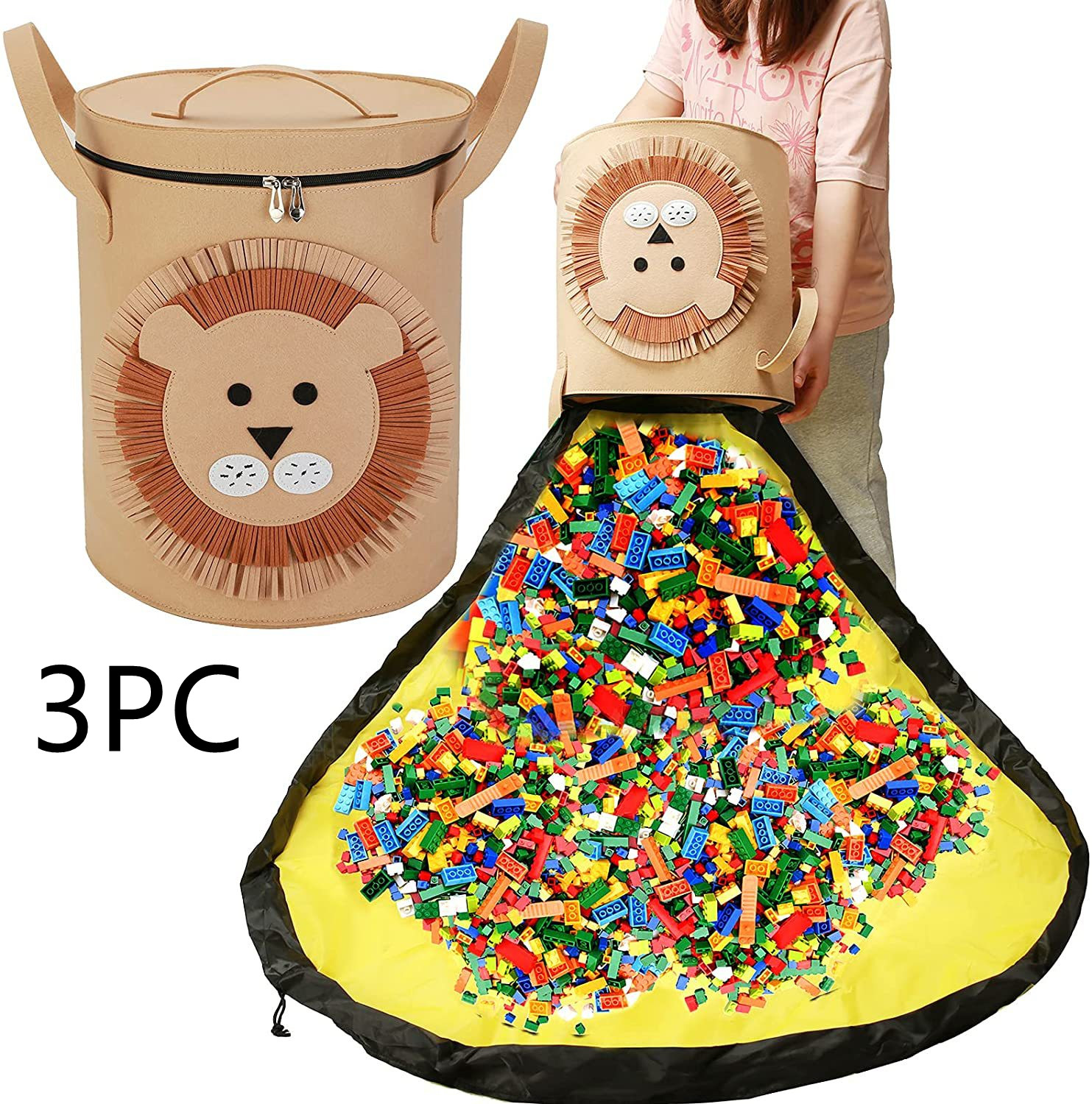 Felt Storage Bag Toy Play Mat 2 In 1 Pull Rope — foto 7