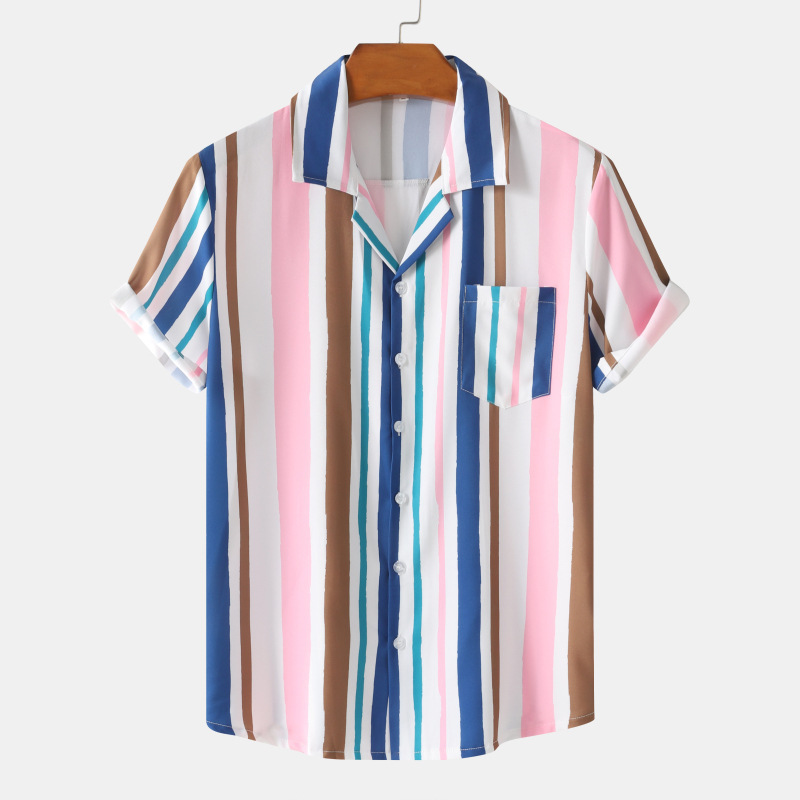 Title 1, Mens Casual Loose Fashion Stripes Short Sleeve...