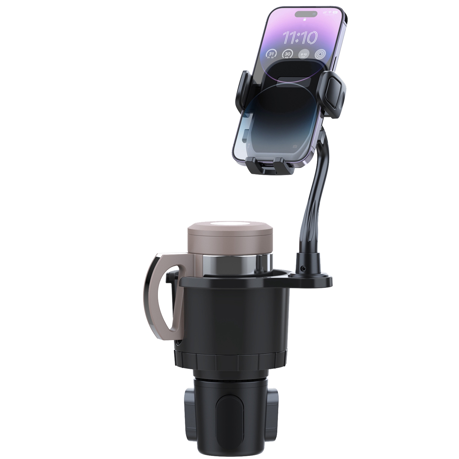 1Pc 2 In 1 Car Cup Phone Holder Automotive Drink Holder With 360 Degree Rotating Gooseneck Phone Mount Adjustable Base Fit For Most Phones Cups Vehicles - Image 6