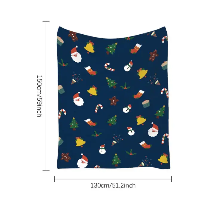 Christmas Flannel Throw Blanket, Soft Holiday Print Sofa Blanket, 130 x 150 cm - detail photo 7