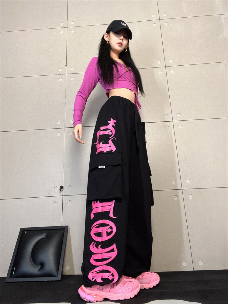 Title 4, Womens Black Rose Pink Printed Workwear Pants,...