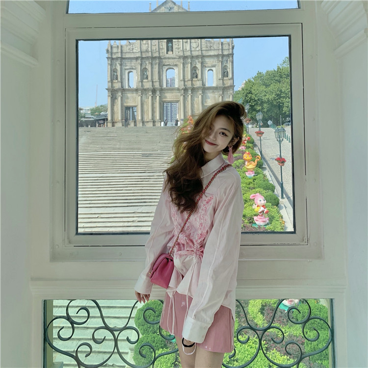 Mid-length Lapel Bottoming Chiffon Shirt Top Women's Trend