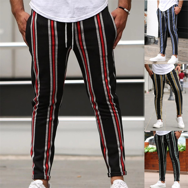 Title 5, Multicolor striped slim-fit casual sports fashi...