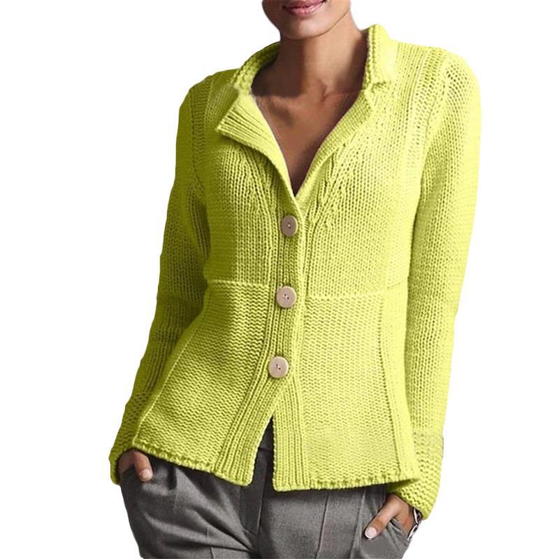 Warm Solid Color Single-Breasted Slim Cardigan Sweater - Picture 11 of 11