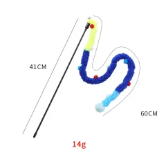 Cat Toys Plush Srtip Cat Wands Interactive Cat Toys Colorful Cat Teaser Wands Interactive Cat Toys For All Breed Sizes - Blue - View 1
