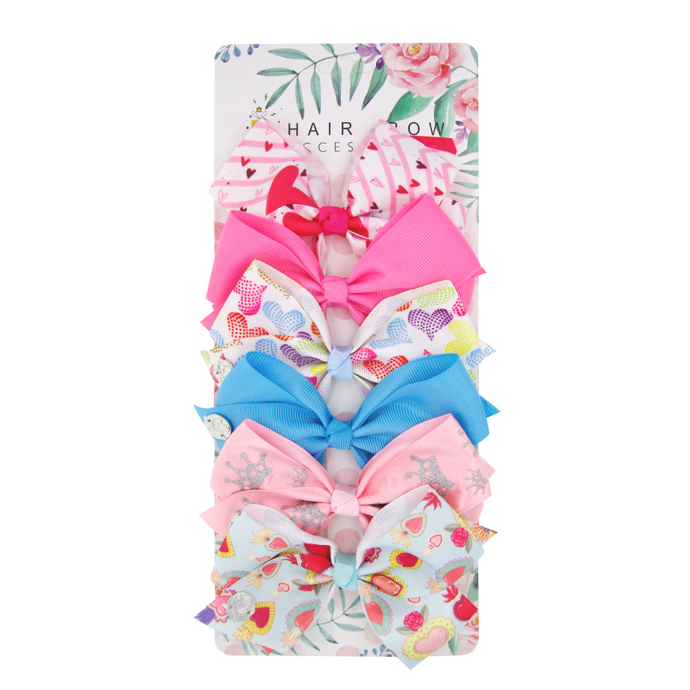 Fashion Children's Heart Bow Hair Clip Set