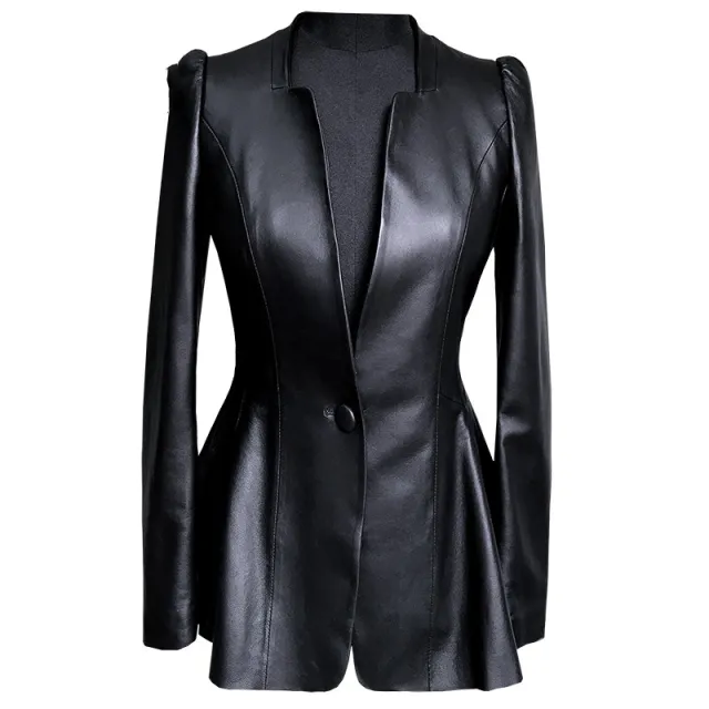 Short Coat Women's Leather Jacket Black - Shop at LoveMi