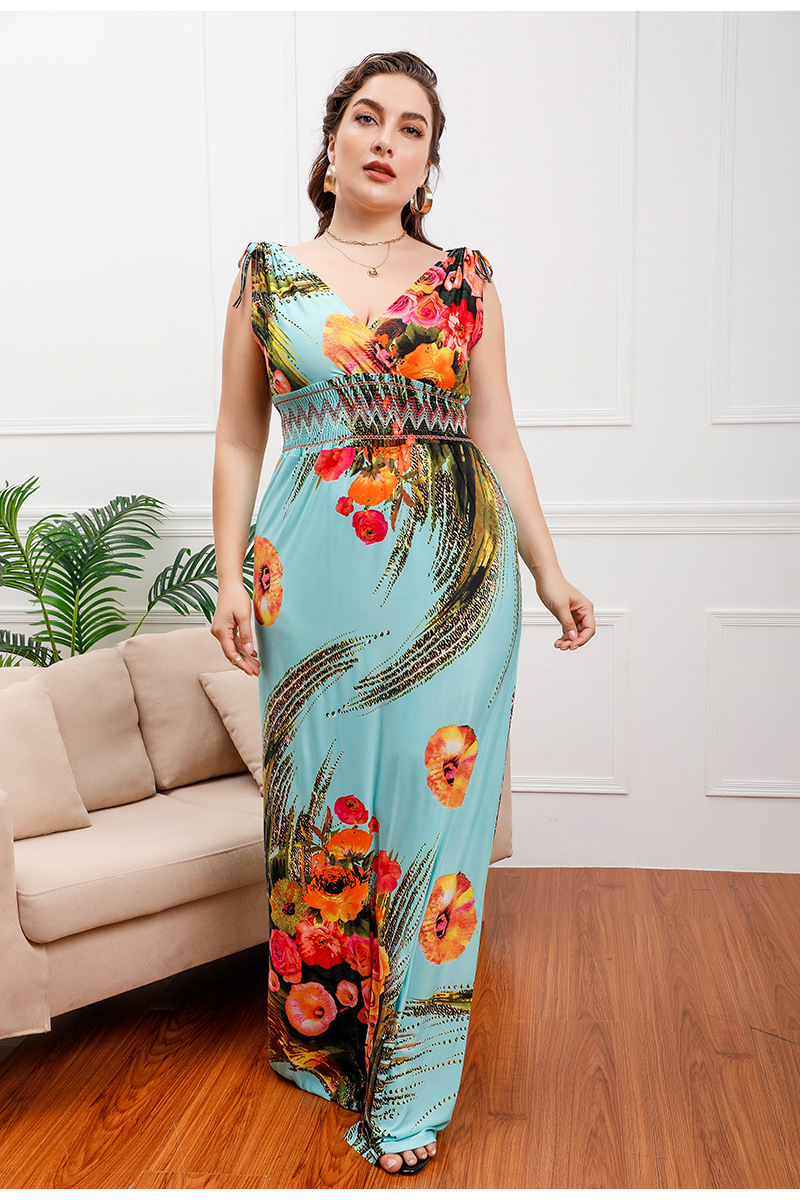 Title 21, Plus Size Printed Ice Silk Seaside Vacation Bea...