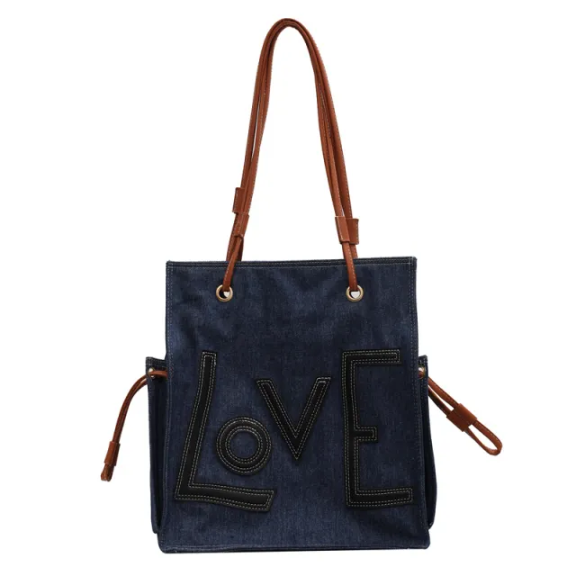 Handbag Simple Letters One shoulder Bucket Bag Vertical Section - Shop at LoveMi