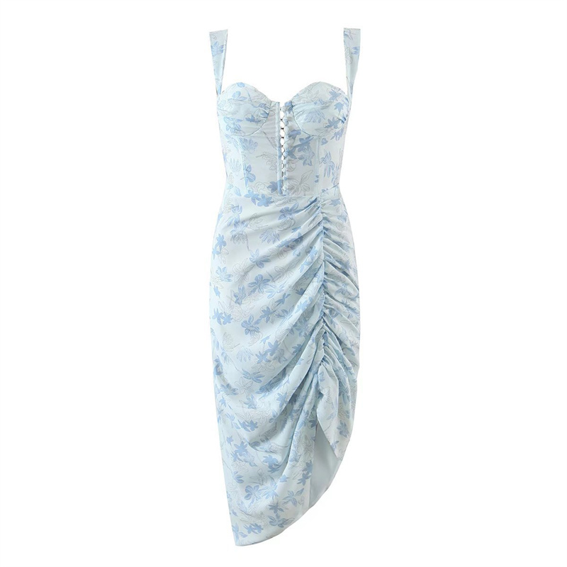 Chiffon Strappy Button-Side Midi Dress