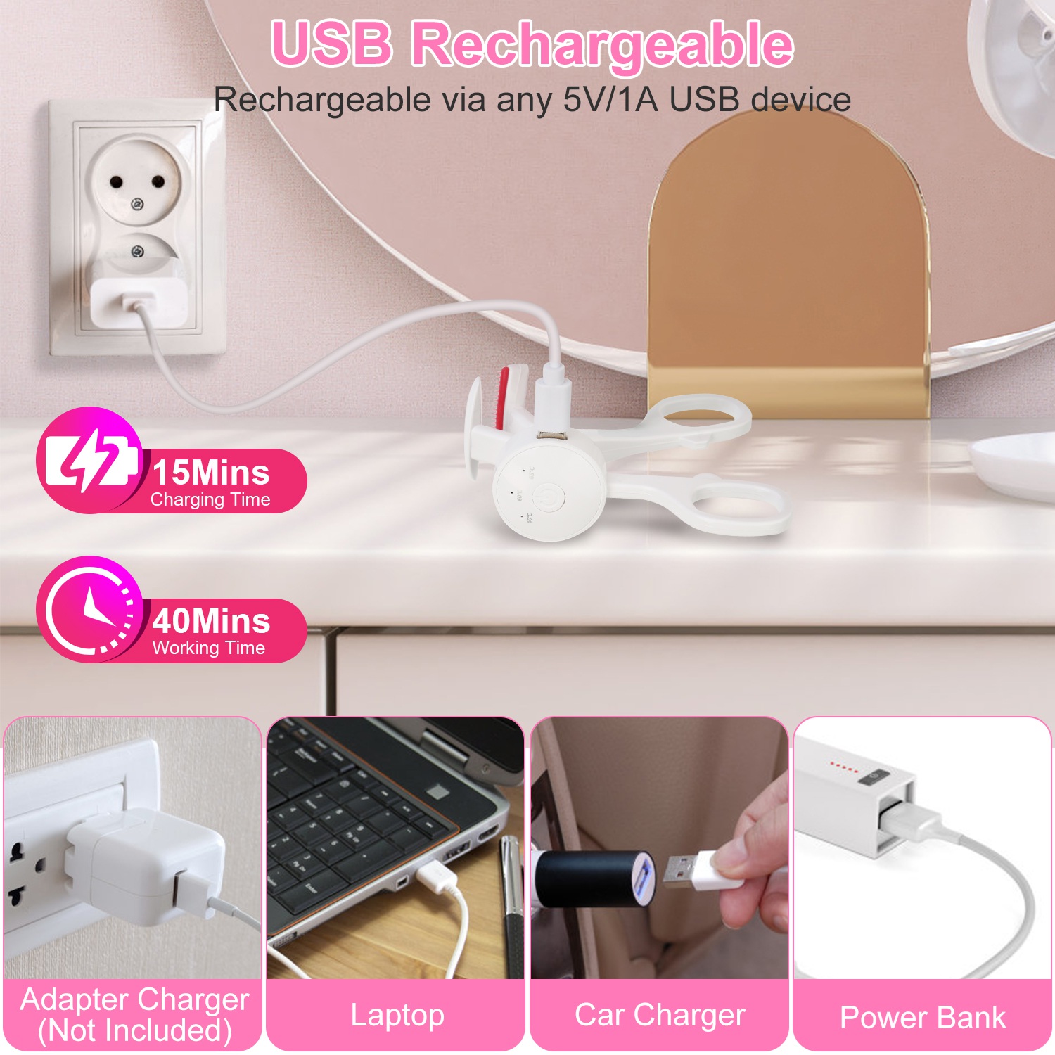 2Pcs Heated Eyelash Curler Electric USB Rechargeable Eyelash Curler Anti Burn Compact With Comb Heat Up Fast Within 8S For All Eye Shapes For Women Make Up Gift Travel Valentine Mother Day thumbnail 8