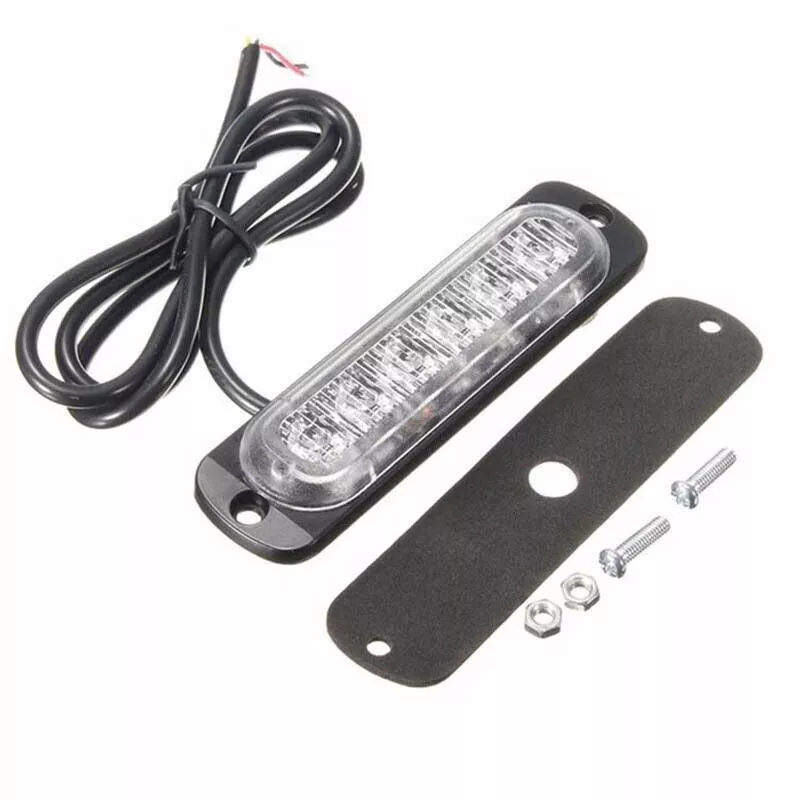6 LED amber flashing recovery lightbar installed on pickup truck roof, side angle