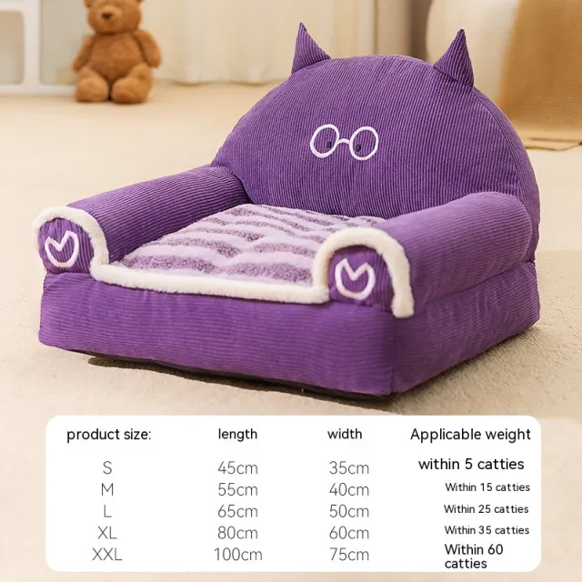 Small And Medium sized Dogs Teddy Bichon Winter Warm Dehaired Angora Dog Bed Cat Sofa Purple Lamb - Shop at LoveMi