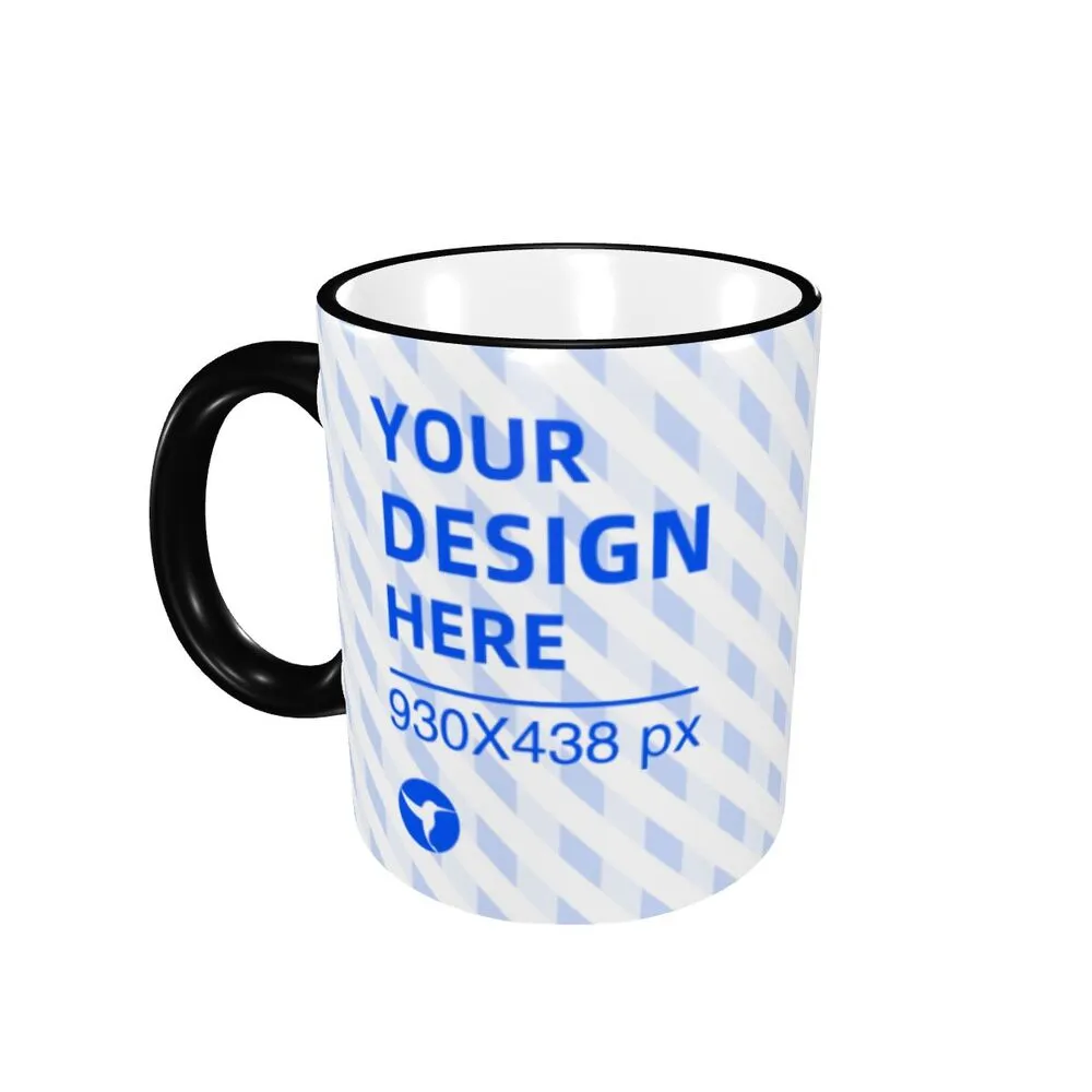 Eco-friendly Ceramic Comfortable Handle Edge Color Mug - Black