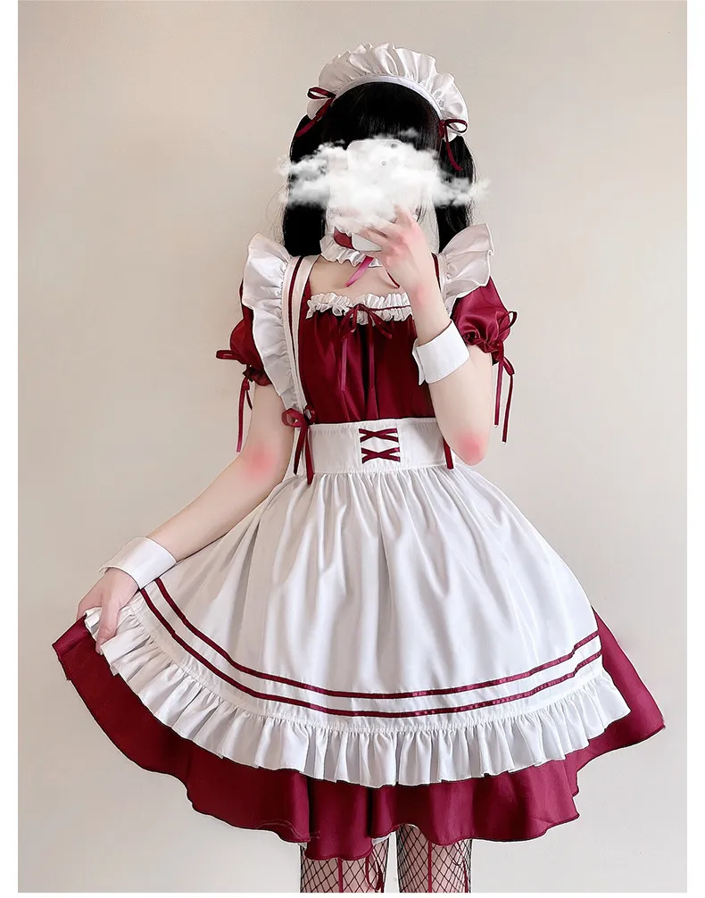 Red Make Your Cat Maid Costume Lolita Maid Dress - Red