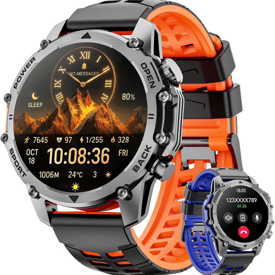 Smart Watch For Men, 1.52 HD Military Fitness Tracker