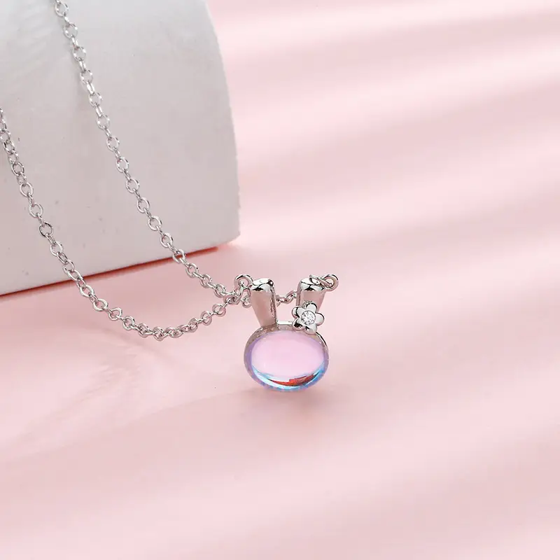 Cute Cartoon Zodiac Rabbit Collarbone Chain Female Flower