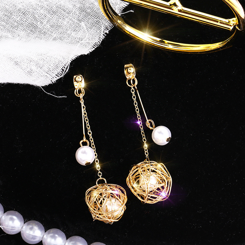 S925 Tassel Earrings Female Temperament Exaggerated Inlaid With Crystal Diamonds