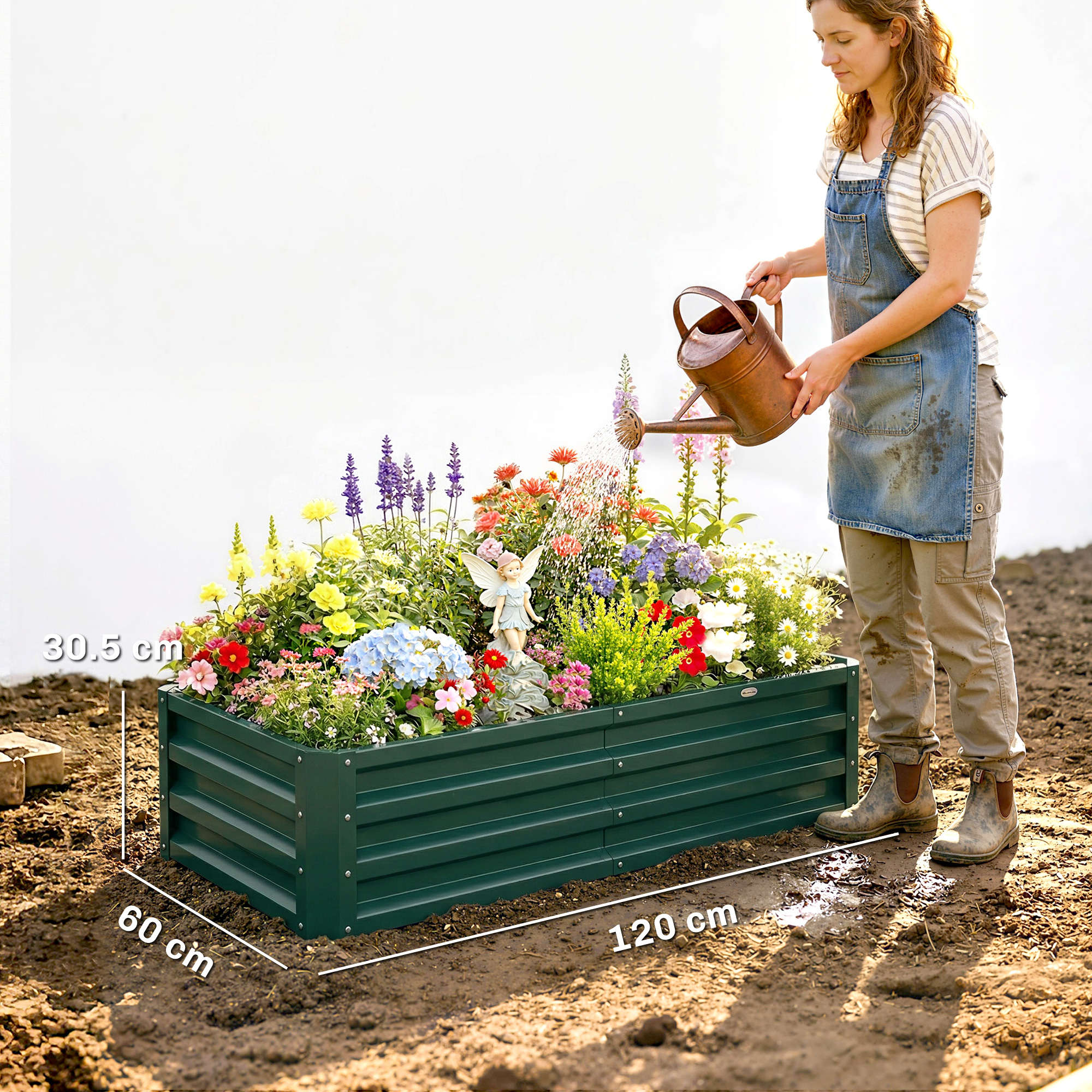 Garden Elevated Flower Beds, Galvanized Outdoor Planting Boxes, Suitable — image 12