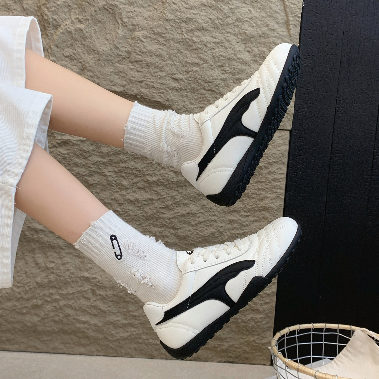 Round Toe Retro Trainer Sneakers, picture 4 of 5