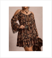 Lady's Off the Shoulder Short Dress Brown - Shop at LoveMi