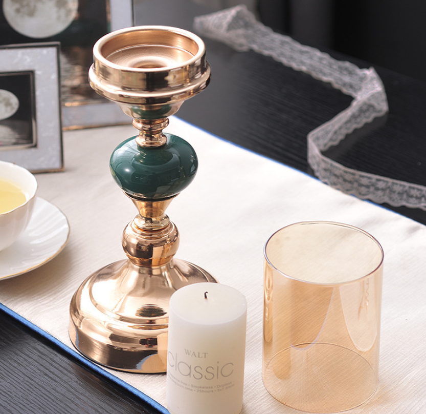 European-american Glass Candlestick Retro Metal Gold - 12