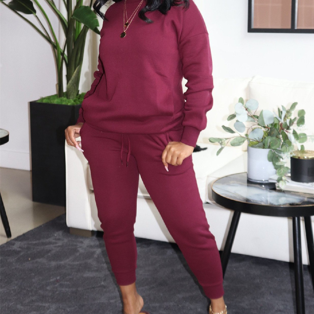 Women's Velvet Solid Color High Elastic Sports Casual Suit