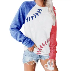 Loose Round Neck Printed Long-sleeved Colour Block Sweatshirt - White - View 1