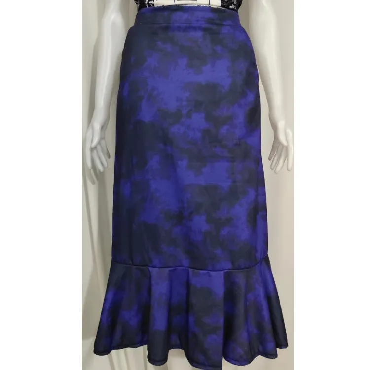 Women's Ruffled Tie Dye Wrap Hip Skirt - Long Purple