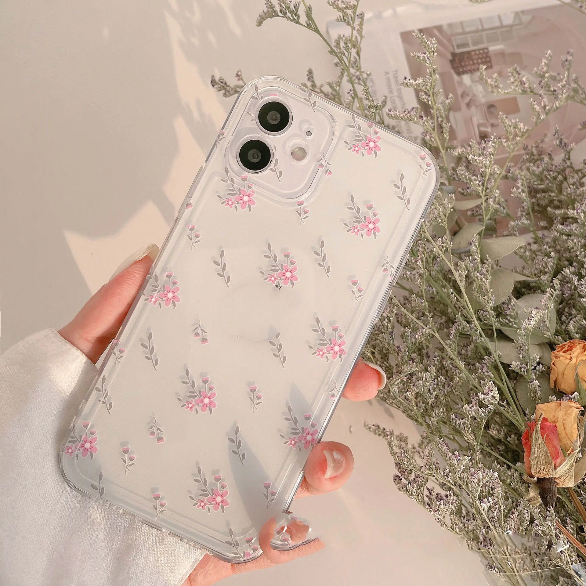 Small Floral Transparent Soft Cover Phone Case