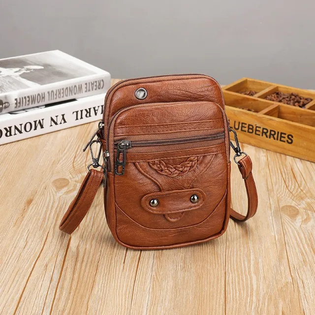 Fashion Simple Leather Crossbody Shoulder Bag Brown - Shop at LoveMi