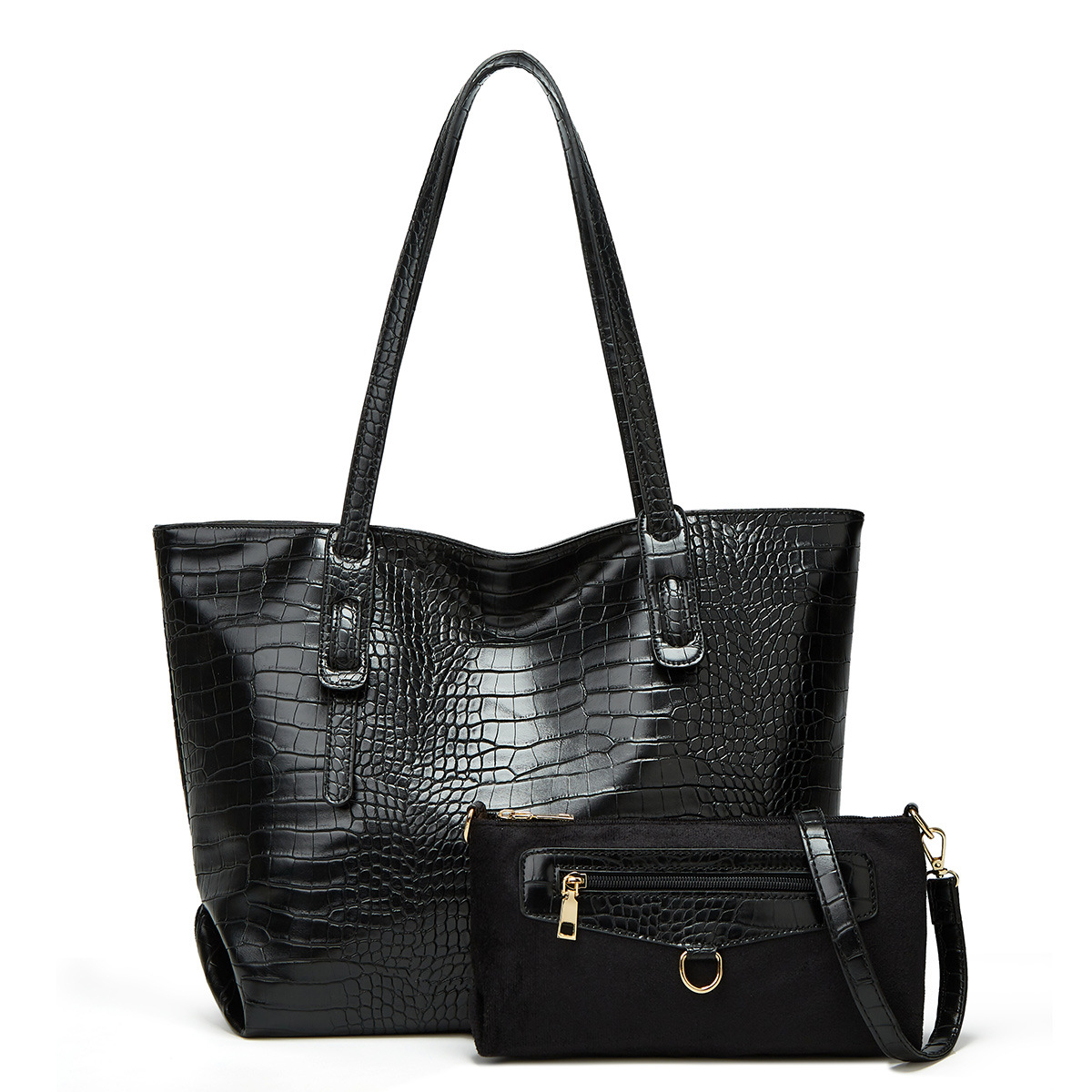 New Trendy Print Tote One shoulder Messenger Bag Black - Shop at LoveMi