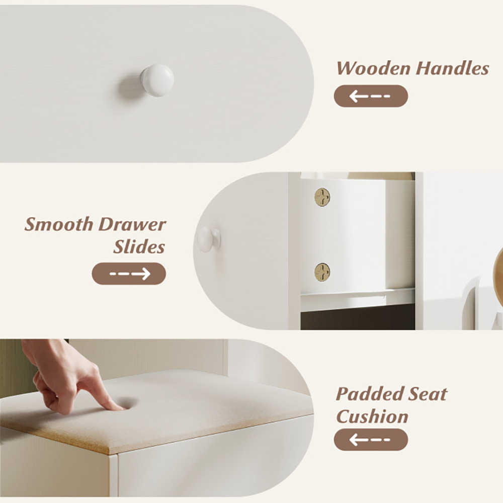 Vanity Desk With Mirror And Lights Makeup Dressing Table Vanity Table And Stool Set 9