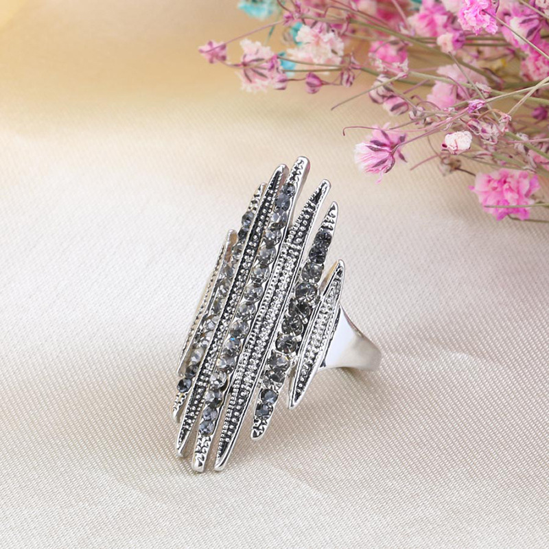 Full Diamond European And American Jewelry Three Row Diamond Ring