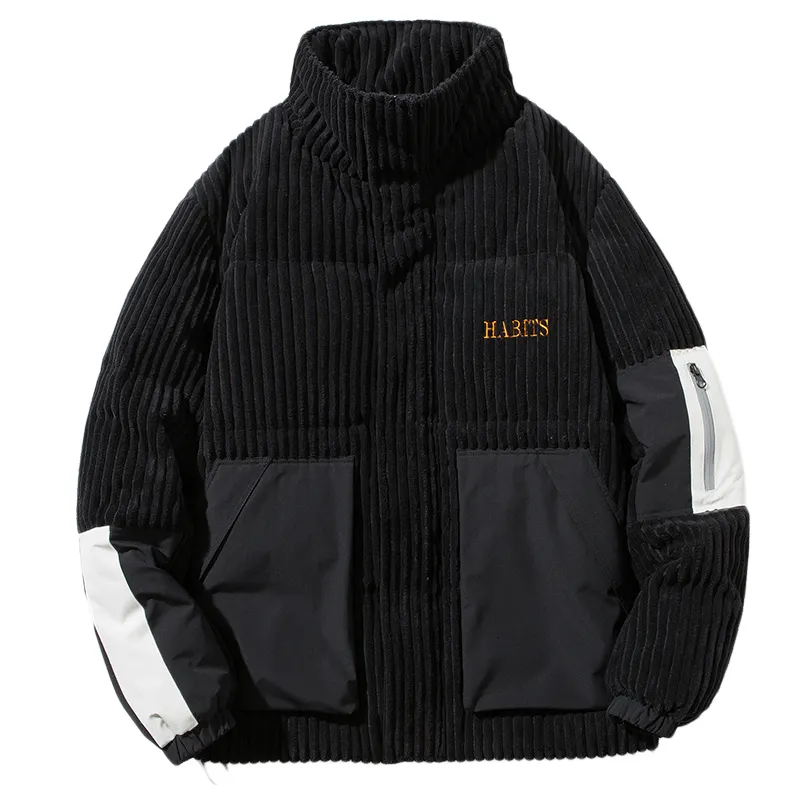 Retro Corduroy Stand-up Collar Down Jacket Men's