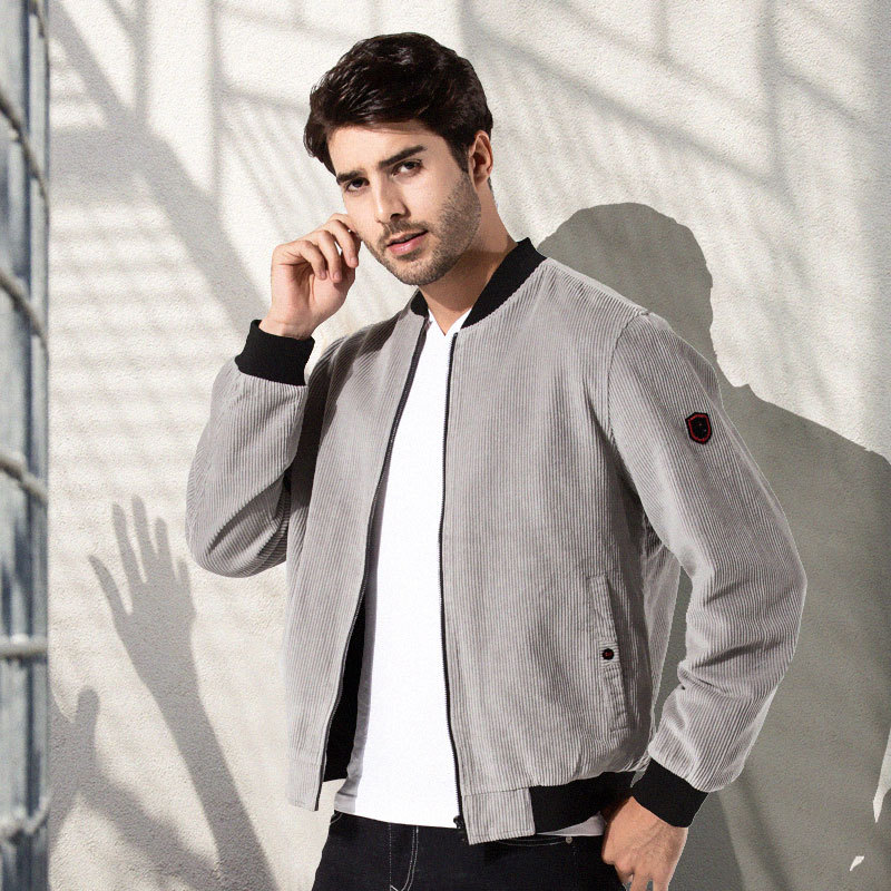 Men's Corduroy Jacket Casual Retro Baseball Uniform