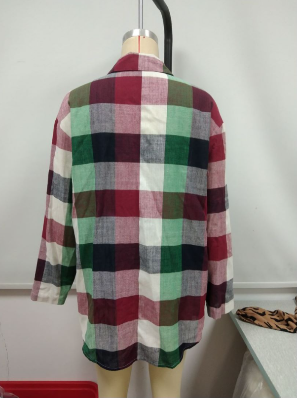 Title 2, Loose Casual Colored Plaid Mid-length Shirt