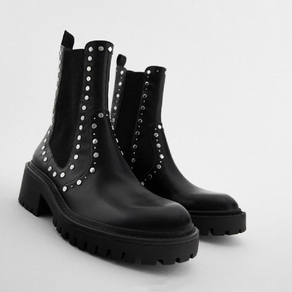 Title 8, Chunky Heel Martin Windmill Rivet Boots, stoere...