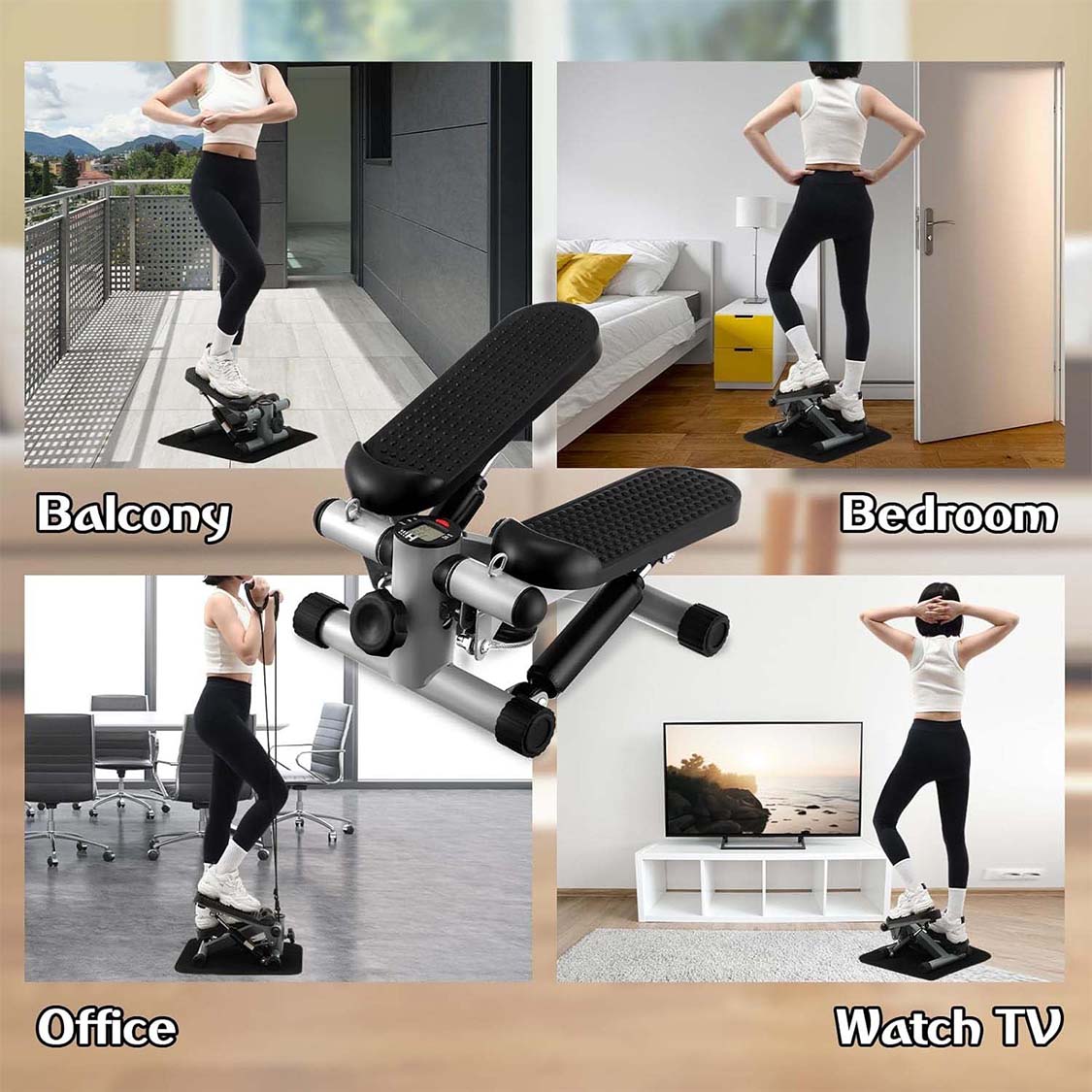 Mini Stair Stepper for Home Exercise Workouts. Through scientific training with the use of mini stepper with resistance bands, you can better, effectively, and scientifically exercise all muscle groups in your body, BURN FAT, shape your body, effectively 