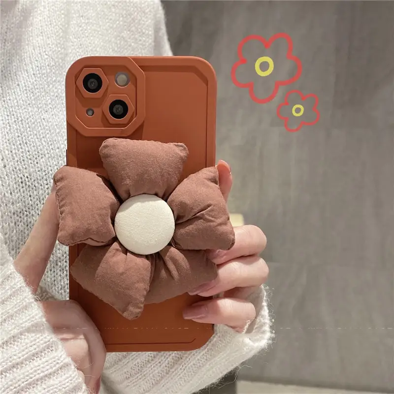 Autumn Winter Down Cotton Flower Phone Case