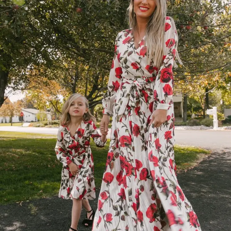 Floral Print Dress for Mother and Daughter