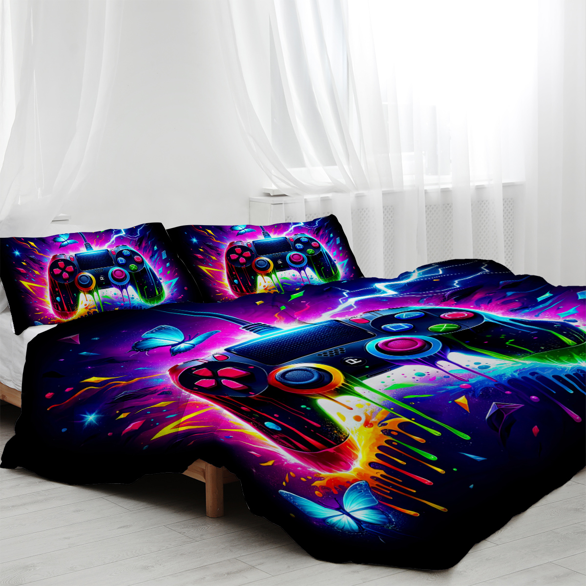 3PCS Gamer Gaming Bedding Sets 3D Gamepad Duvet Cover Sets For Boys Games... 3