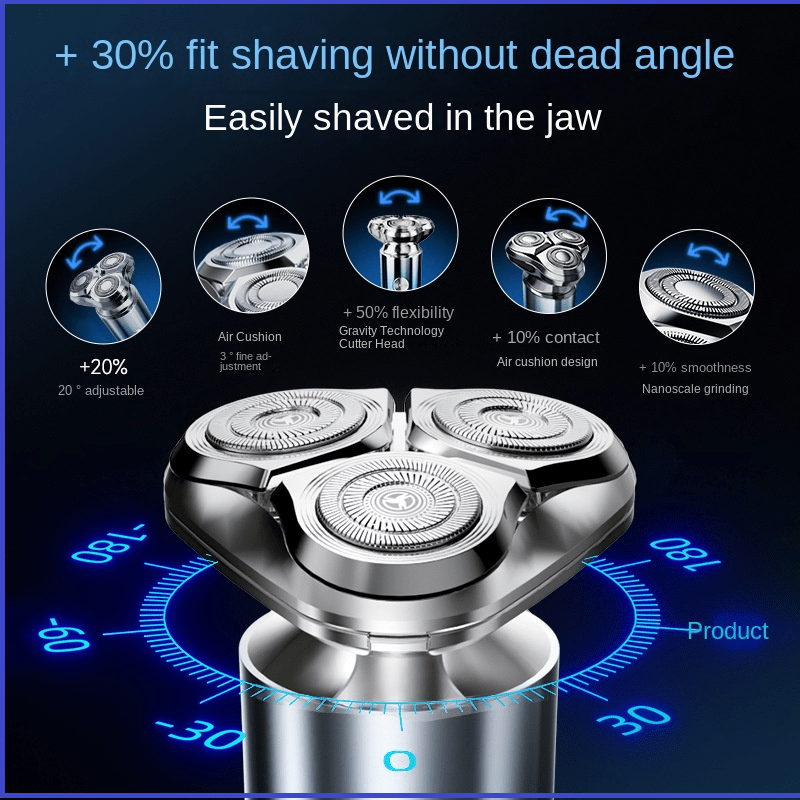 Men's Electric Shaver Triple Head Razor Travel Portable Washable