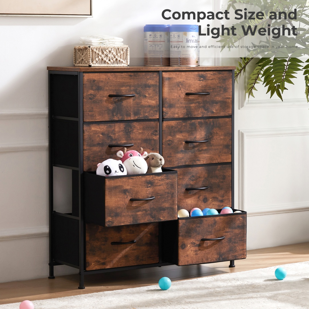 Tall Dresser Fabric Storage Tower ,Wooden Top For Kid Room, Closet, Entryway, Nursery image 10