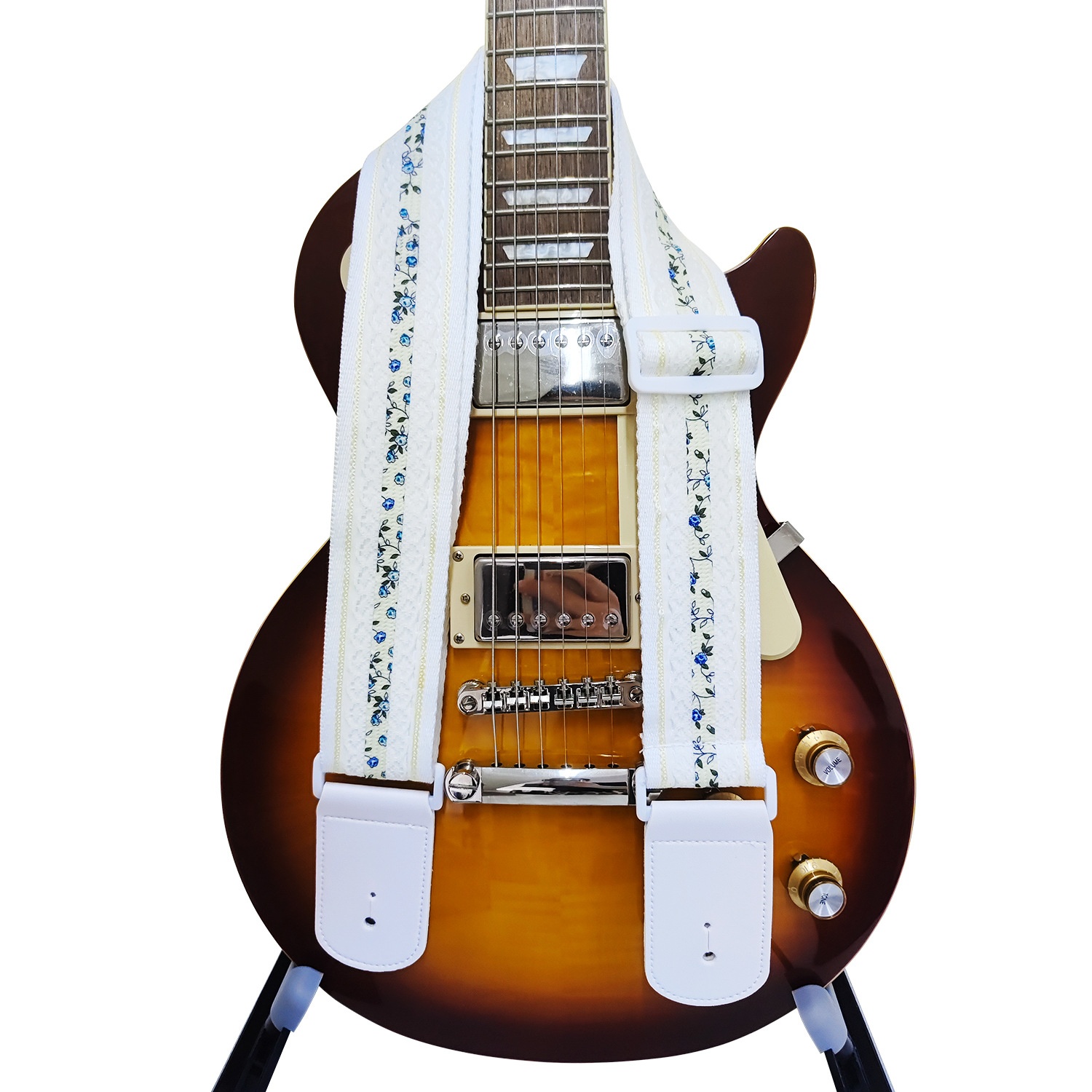 Handmade Lace White Bass Guitar Strap - Image 6